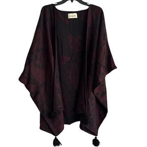 Cleobella Sevigny Bordeaux Capelet One Size Burgundy Black Tassel Wrap Poncho